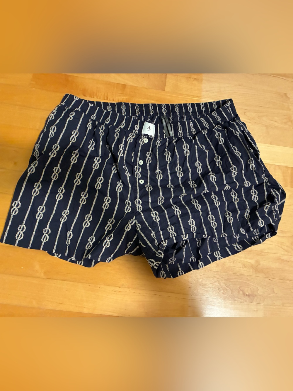 Anthropologie Navy and White Rope-Pattern Boxers
